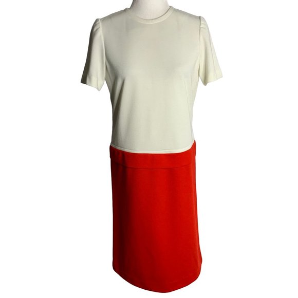 Leslie Fay Dresses & Skirts - Vintage Leslie Fay Dropped Waist Shift Dress 8 White Red Short Sleeve Zipper